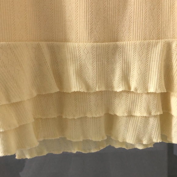 Edikted butter yellow pointelle mini dress stretch M dainty rosette - Picture 9 of 12